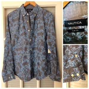 Men’s Blue and Gray Naitica Shirt Sz M 🐳